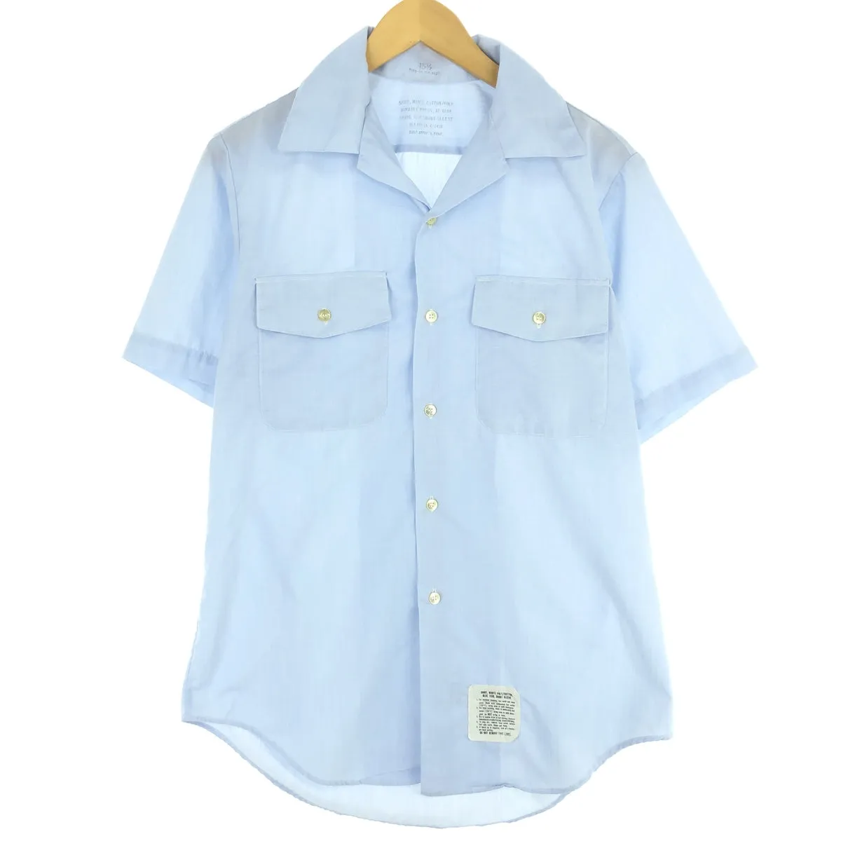1970'S US military genuine SHIRT, MAN'S, POLY/COTTON open collar short sleeve military shirt made in USA 15 1/2 men's M vintage /eaa443002