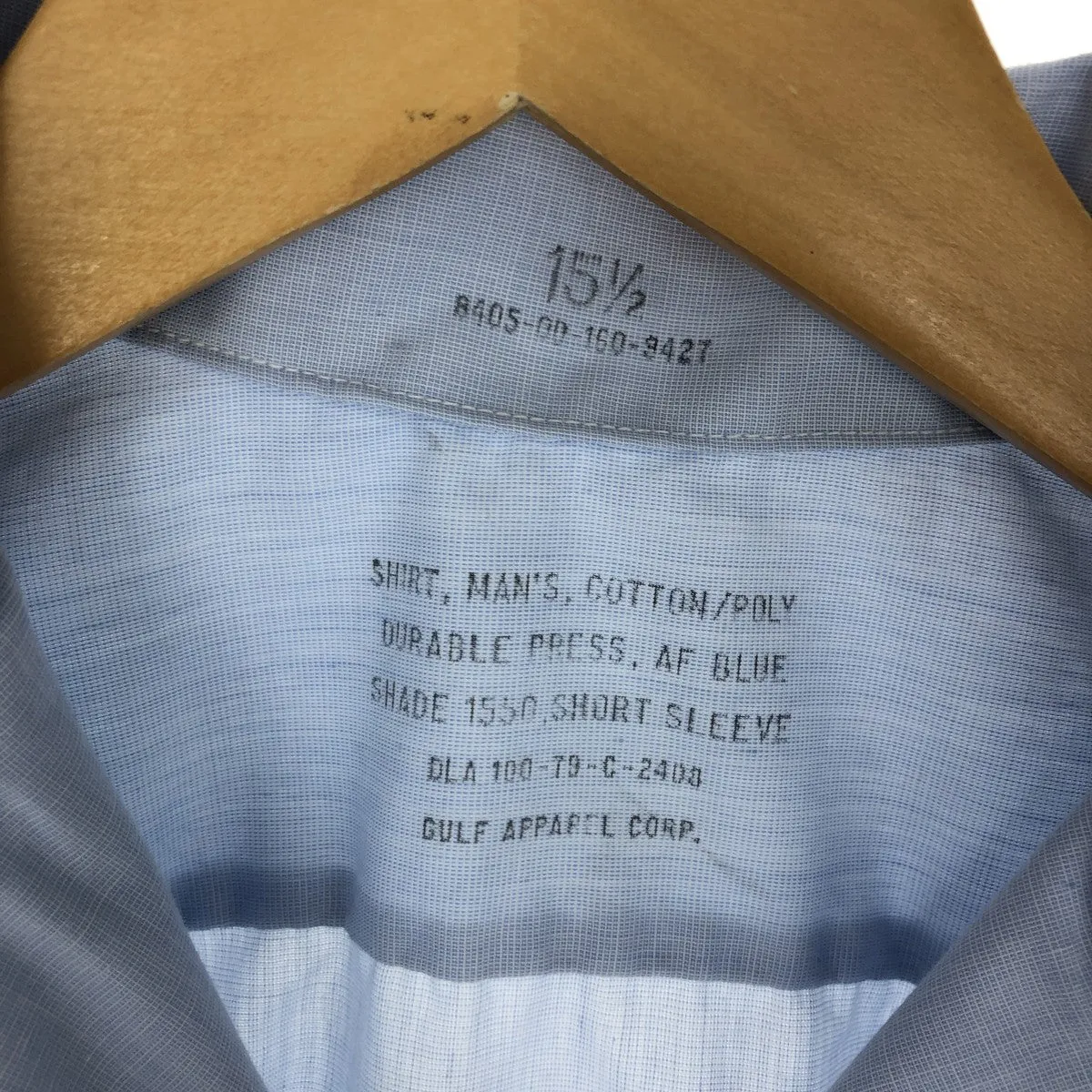1970'S US military genuine SHIRT, MAN'S, POLY/COTTON open collar short sleeve military shirt made in USA 15 1/2 men's M vintage /eaa443002