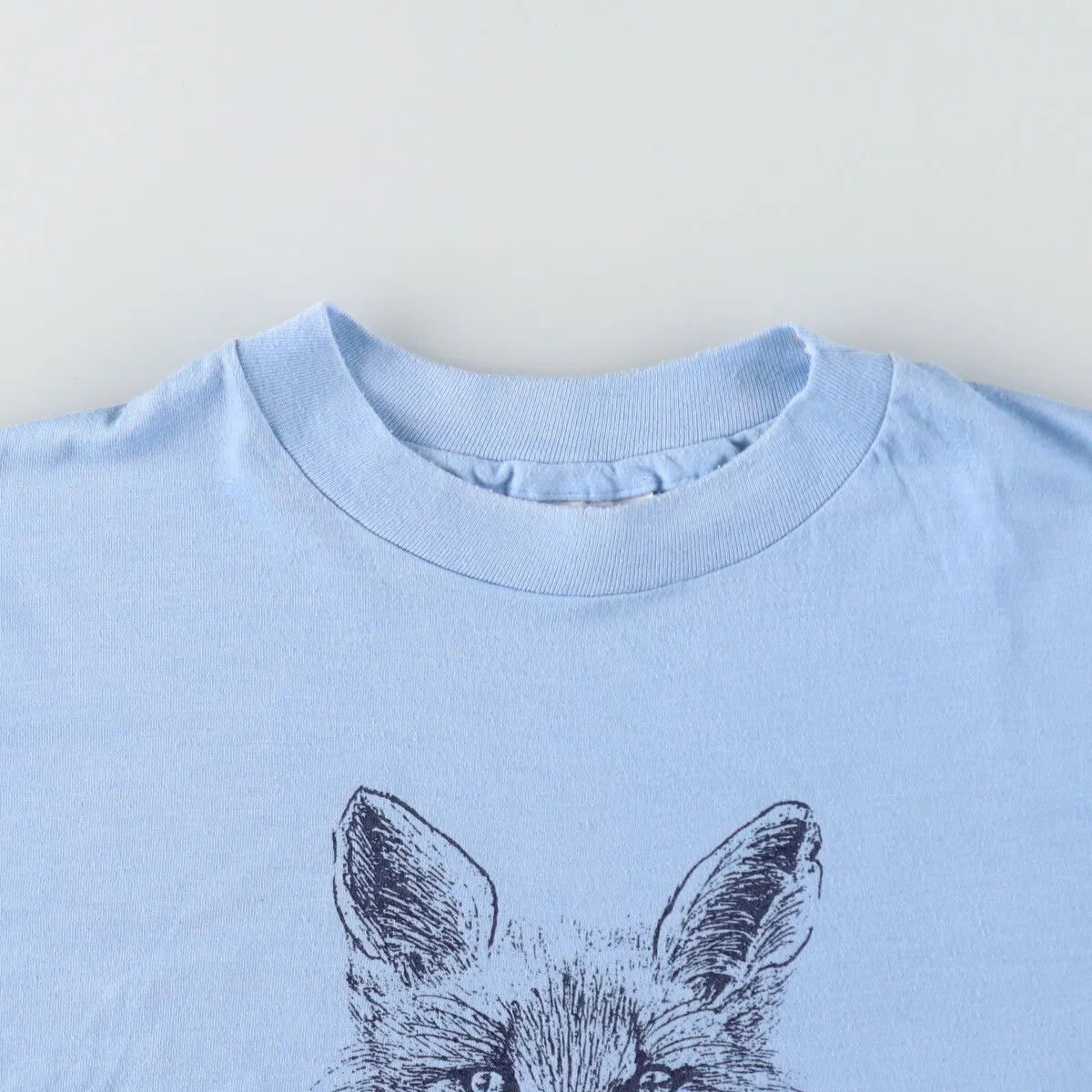 80'S Hanes Fifty-Fifty Blue Tag Fox Pattern Animal T-Shirt Made in USA Men's L Size Fox Pattern Vintage /eaa481550