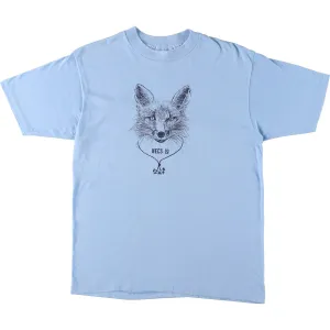 80'S Hanes Fifty-Fifty Blue Tag Fox Pattern Animal T-Shirt Made in USA Men's L Size Fox Pattern Vintage /eaa481550