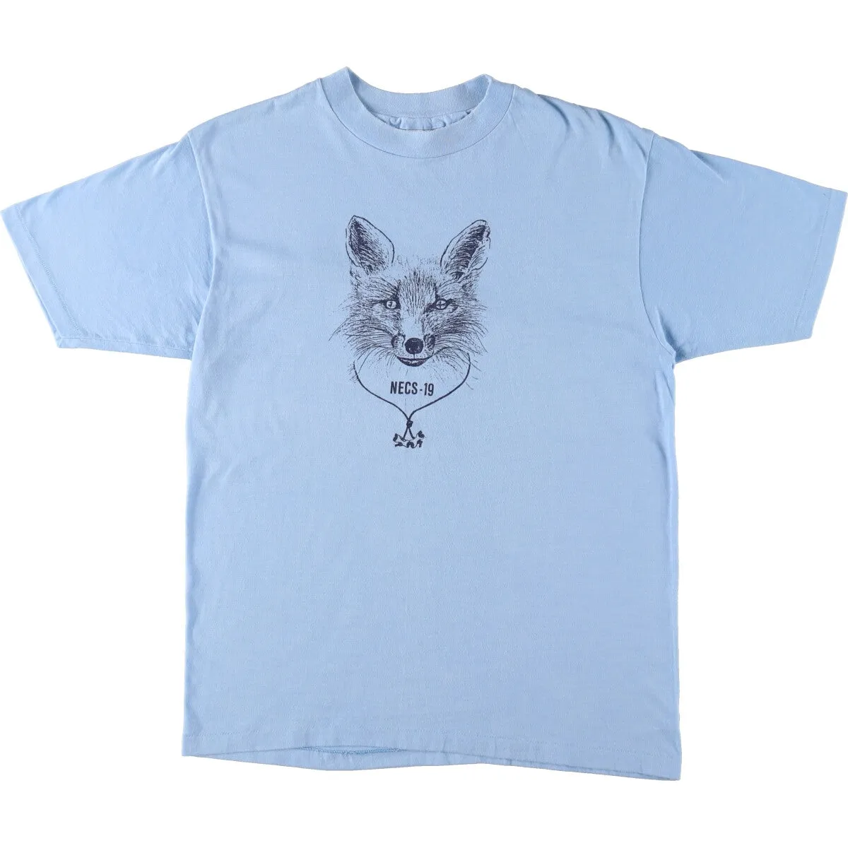 80'S Hanes Fifty-Fifty Blue Tag Fox Pattern Animal T-Shirt Made in USA Men's L Size Fox Pattern Vintage /eaa481550