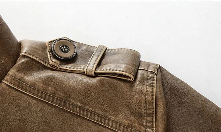 Autumn & Winter Men's PU Leather Thick Warm Coat