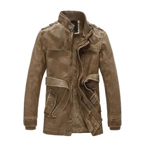 Autumn & Winter Men's PU Leather Thick Warm Coat