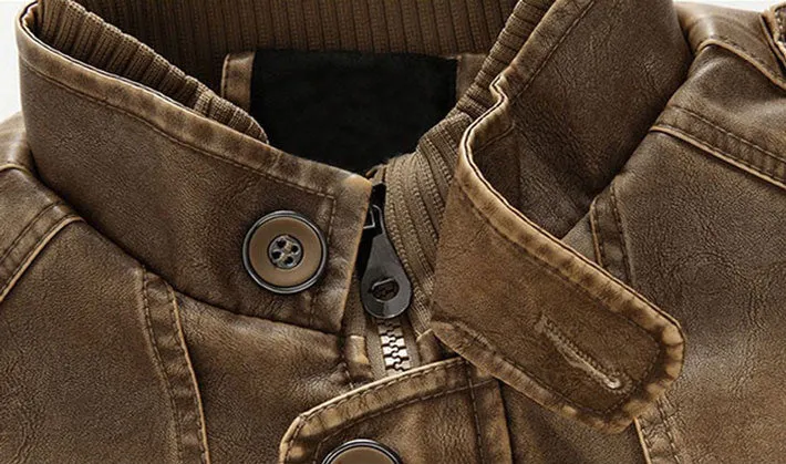 Autumn & Winter Men's PU Leather Thick Warm Coat