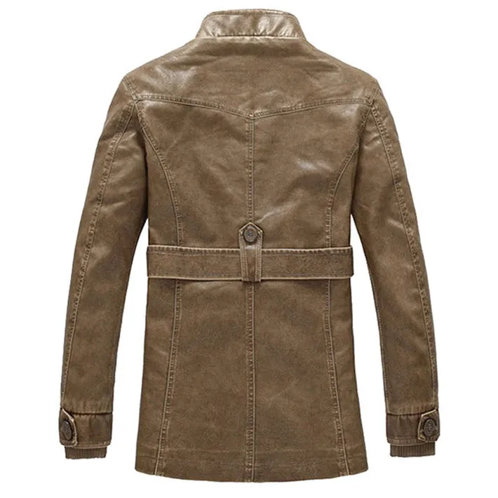 Autumn & Winter Men's PU Leather Thick Warm Coat