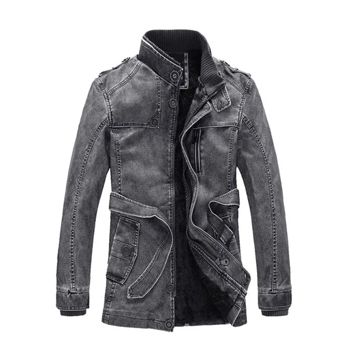Autumn & Winter Men's PU Leather Thick Warm Coat