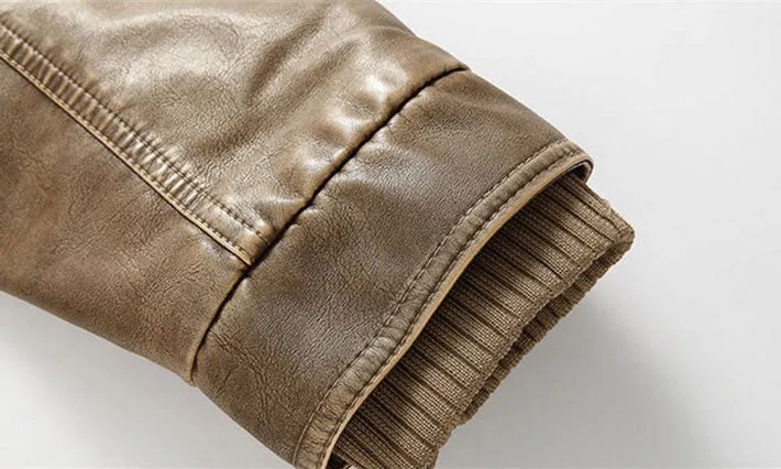 Autumn & Winter Men's PU Leather Thick Warm Coat