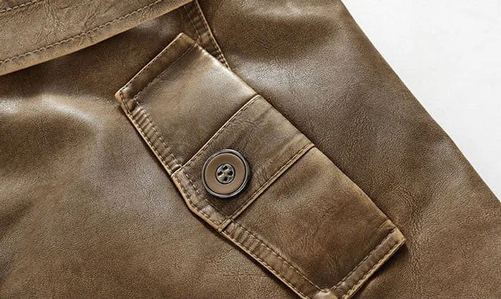 Autumn & Winter Men's PU Leather Thick Warm Coat