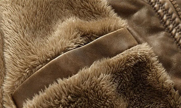 Autumn & Winter Men's PU Leather Thick Warm Coat