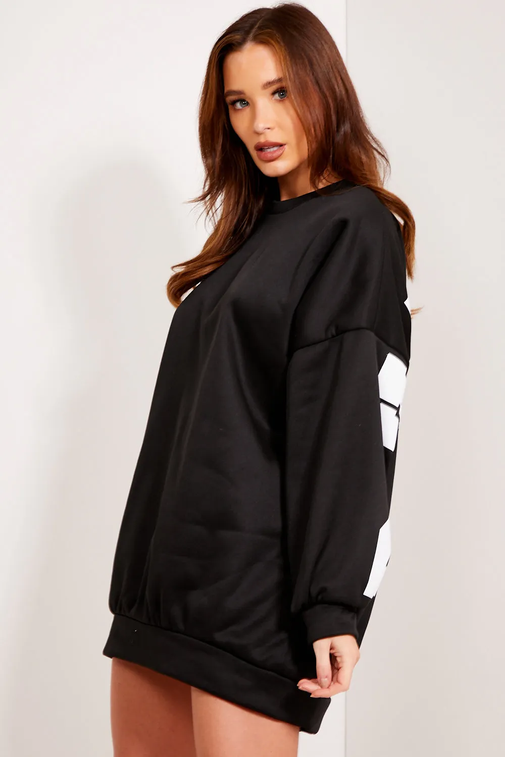 Black Buffalo Slogan Oversized Sweatshirt Jumper Dress