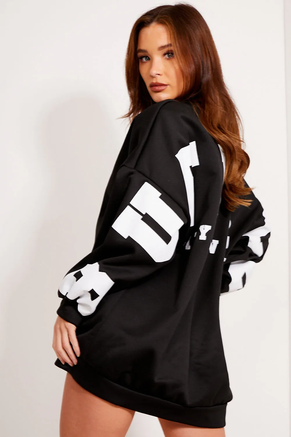 Black Buffalo Slogan Oversized Sweatshirt Jumper Dress