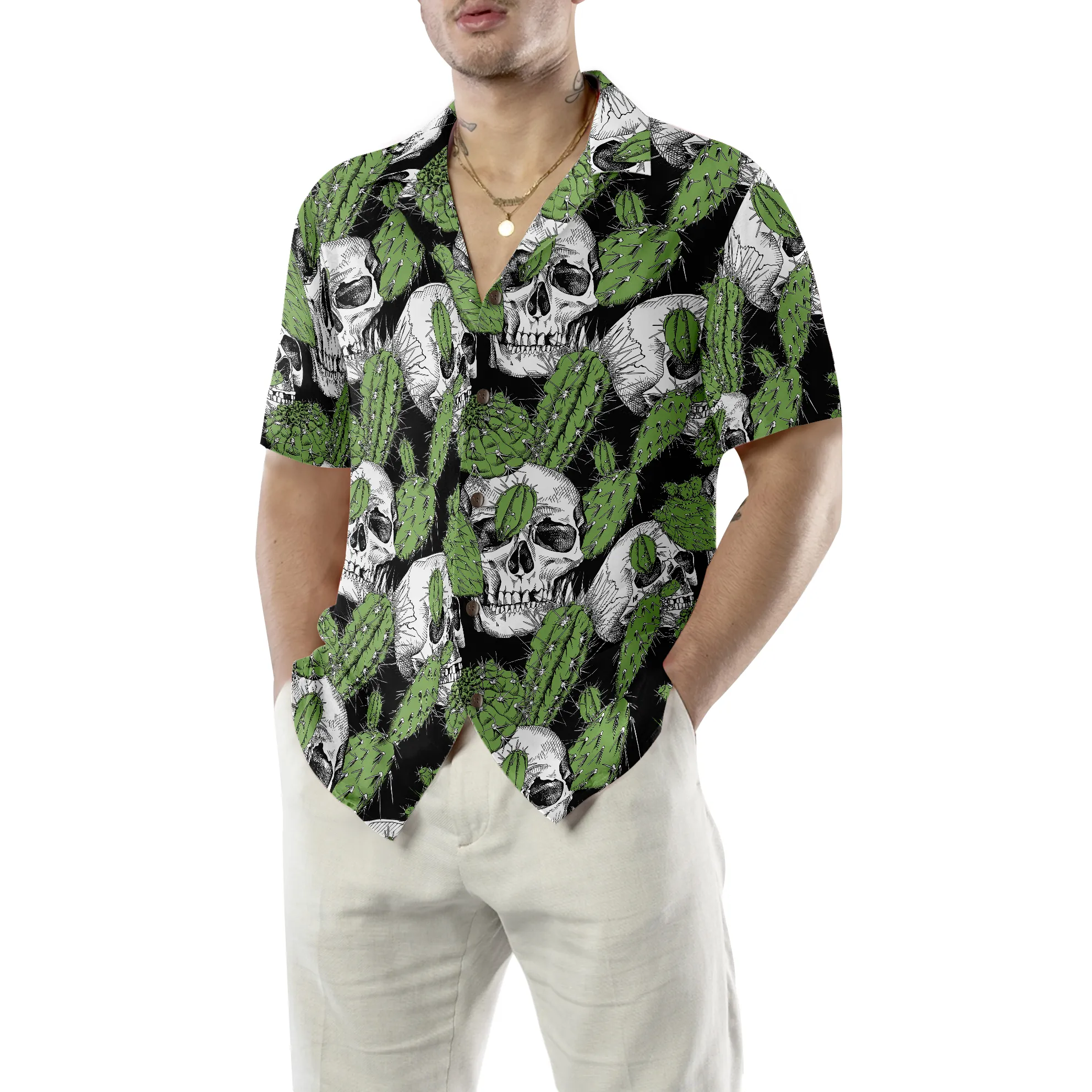Cactus Skull Shirt For Men Hawaiian Shirt, Best Gift For Friend, Family