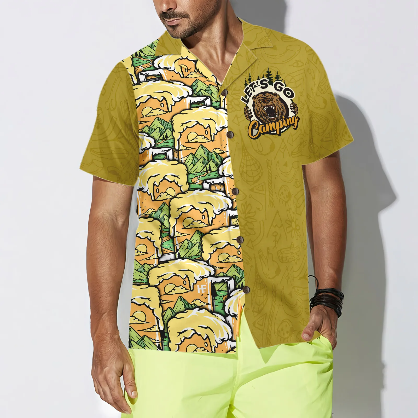 Camping Bear Drink Beer Hawaiian Shirt, Best Gift For Camping, Friend, Family