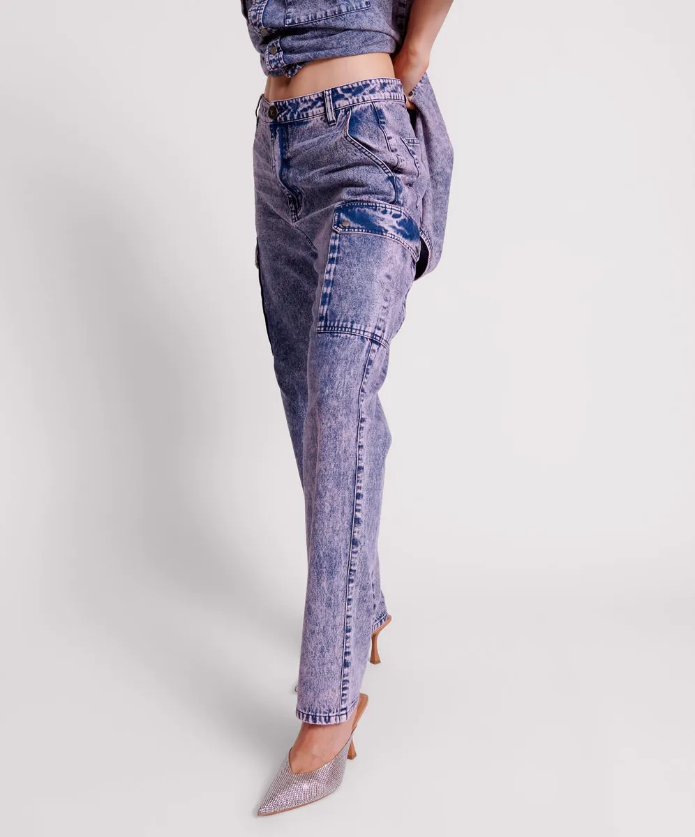 Cargo Motion Denim Jeans - Purple