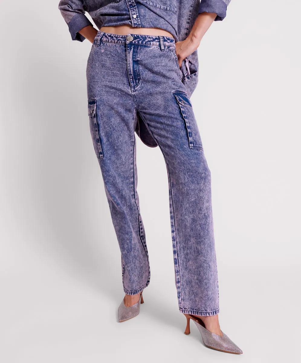 Cargo Motion Denim Jeans - Purple