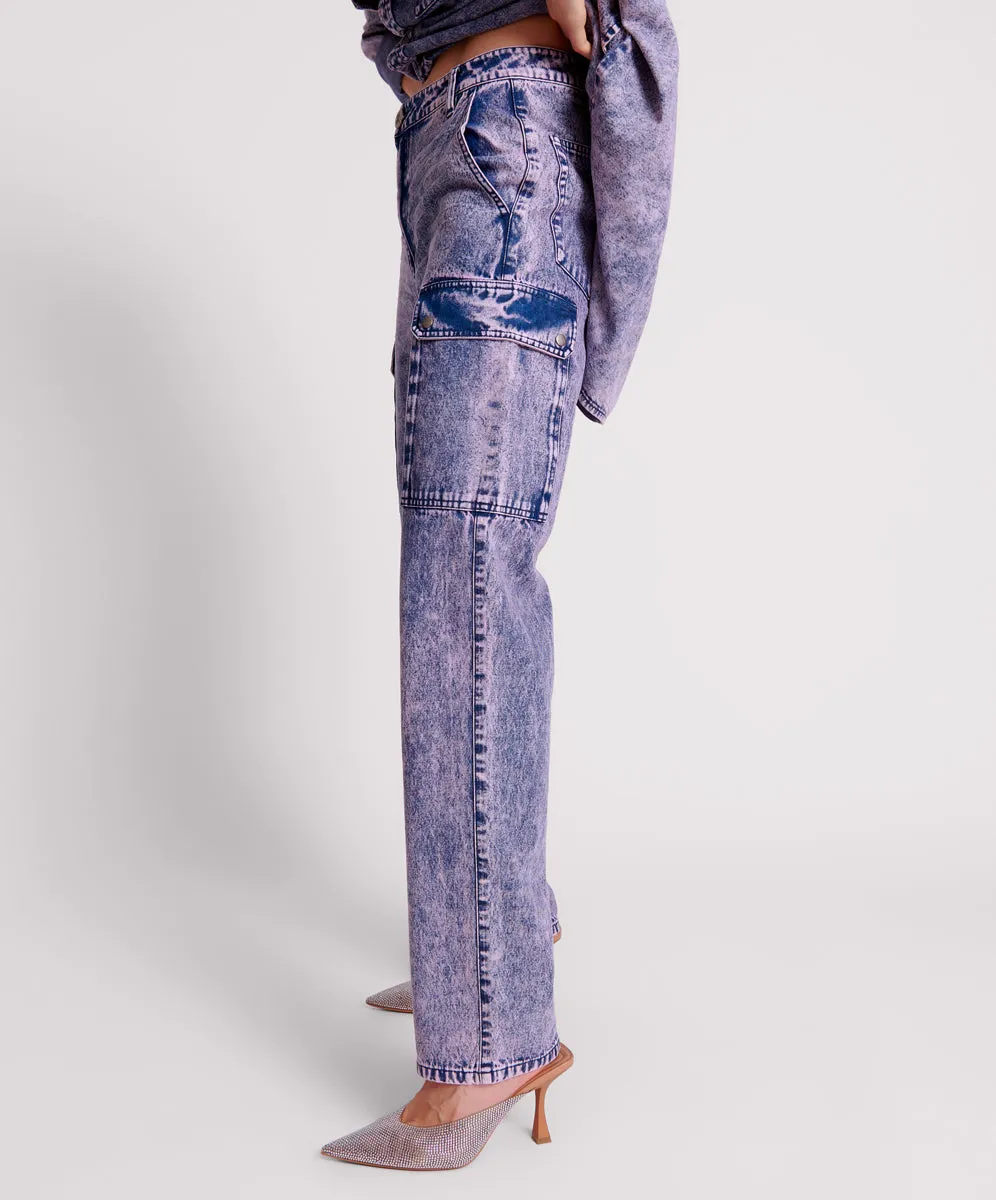Cargo Motion Denim Jeans - Purple