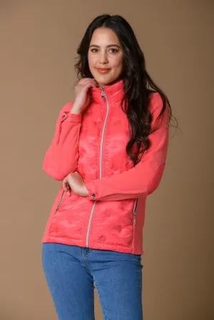 Circle Quilt & Fleece Jacket - Coral