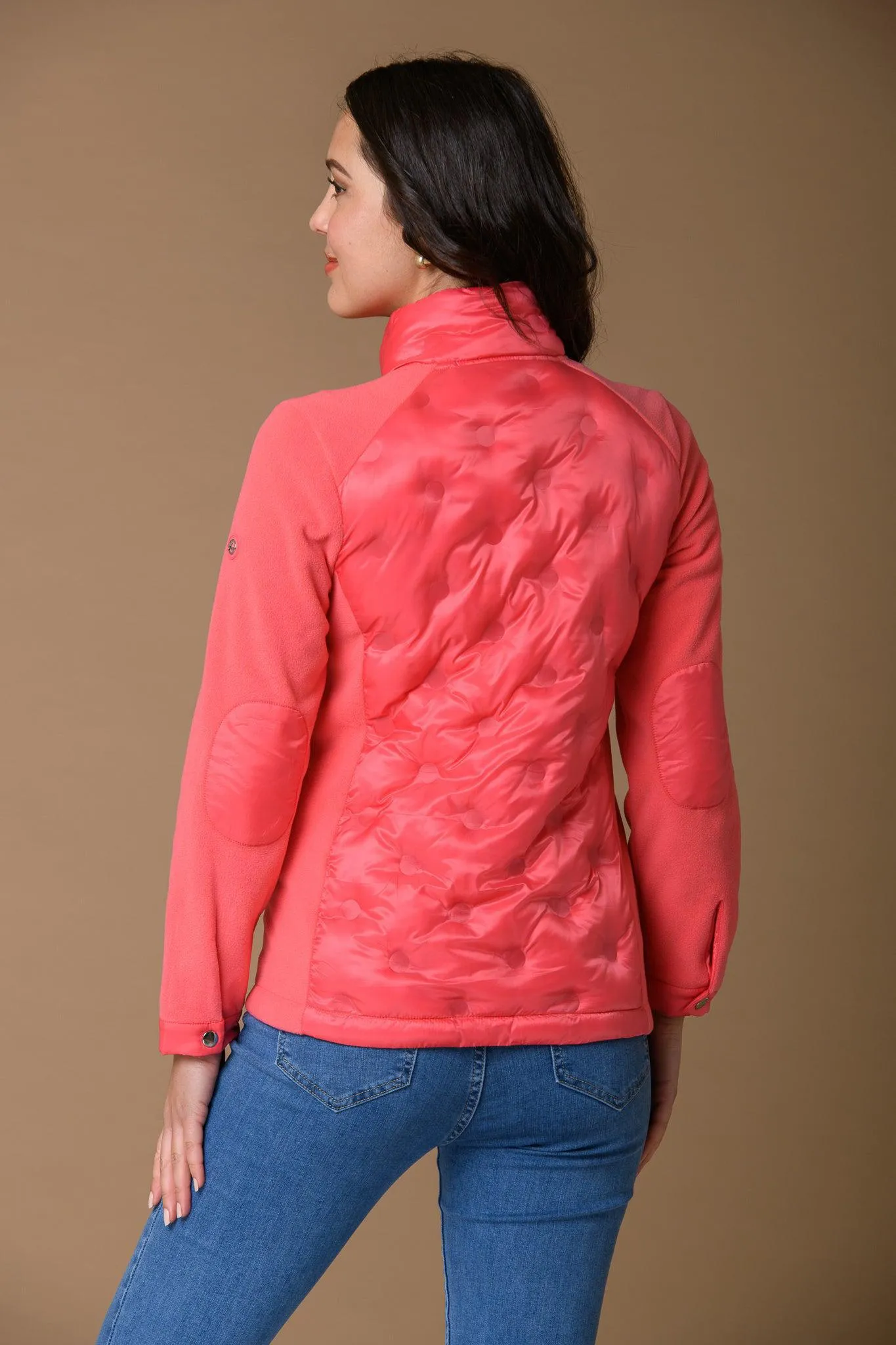 Circle Quilt & Fleece Jacket - Coral