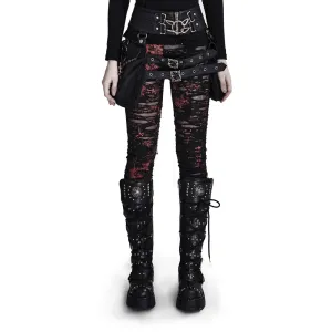 Edgy Women's Shredded Distressed Punk Rock Leggings