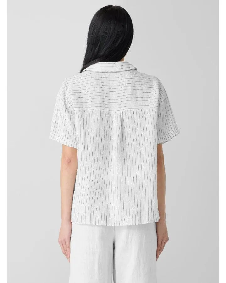 Eileen Fisher Puckered Organic Linen Short Sleeve Shirt