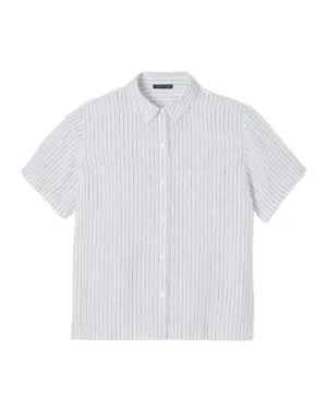Eileen Fisher Puckered Organic Linen Short Sleeve Shirt