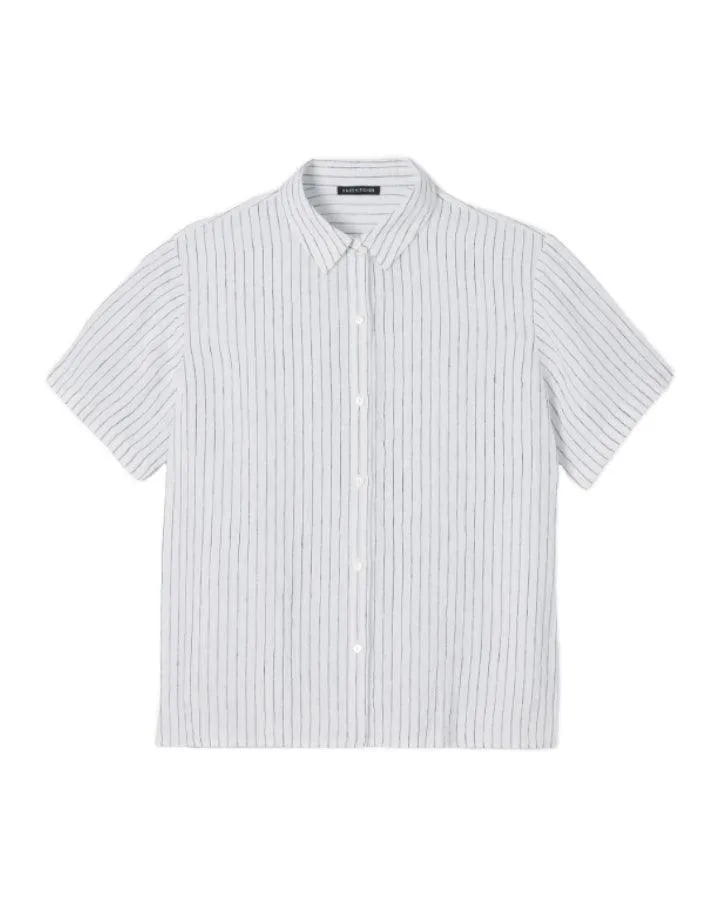 Eileen Fisher Puckered Organic Linen Short Sleeve Shirt