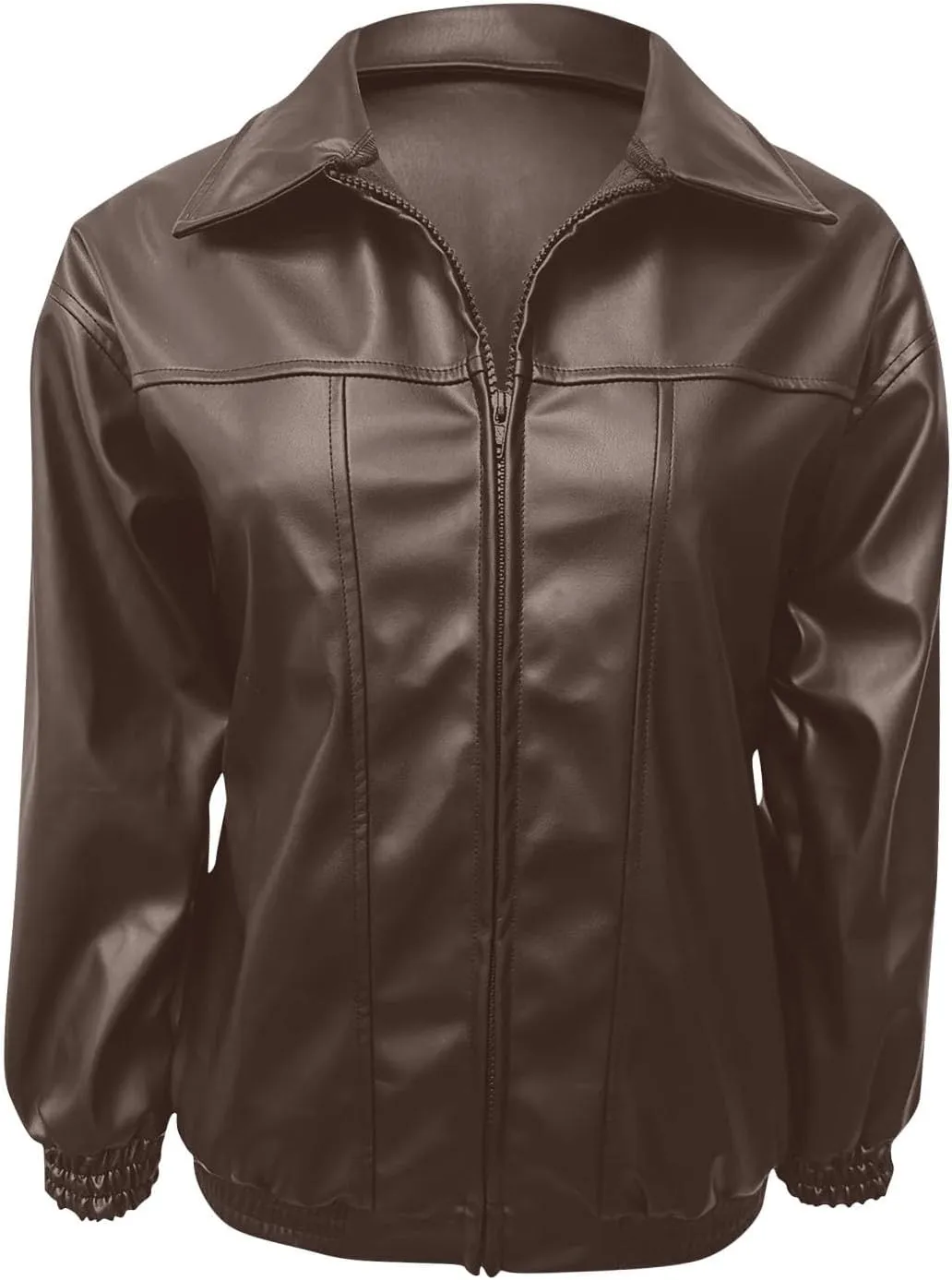 Faux Leather Jacket for Women Lapel Oversized Motorcycle Jacket Zip Up Bomber Coats Winter Fashion 2024 Fall Outfits