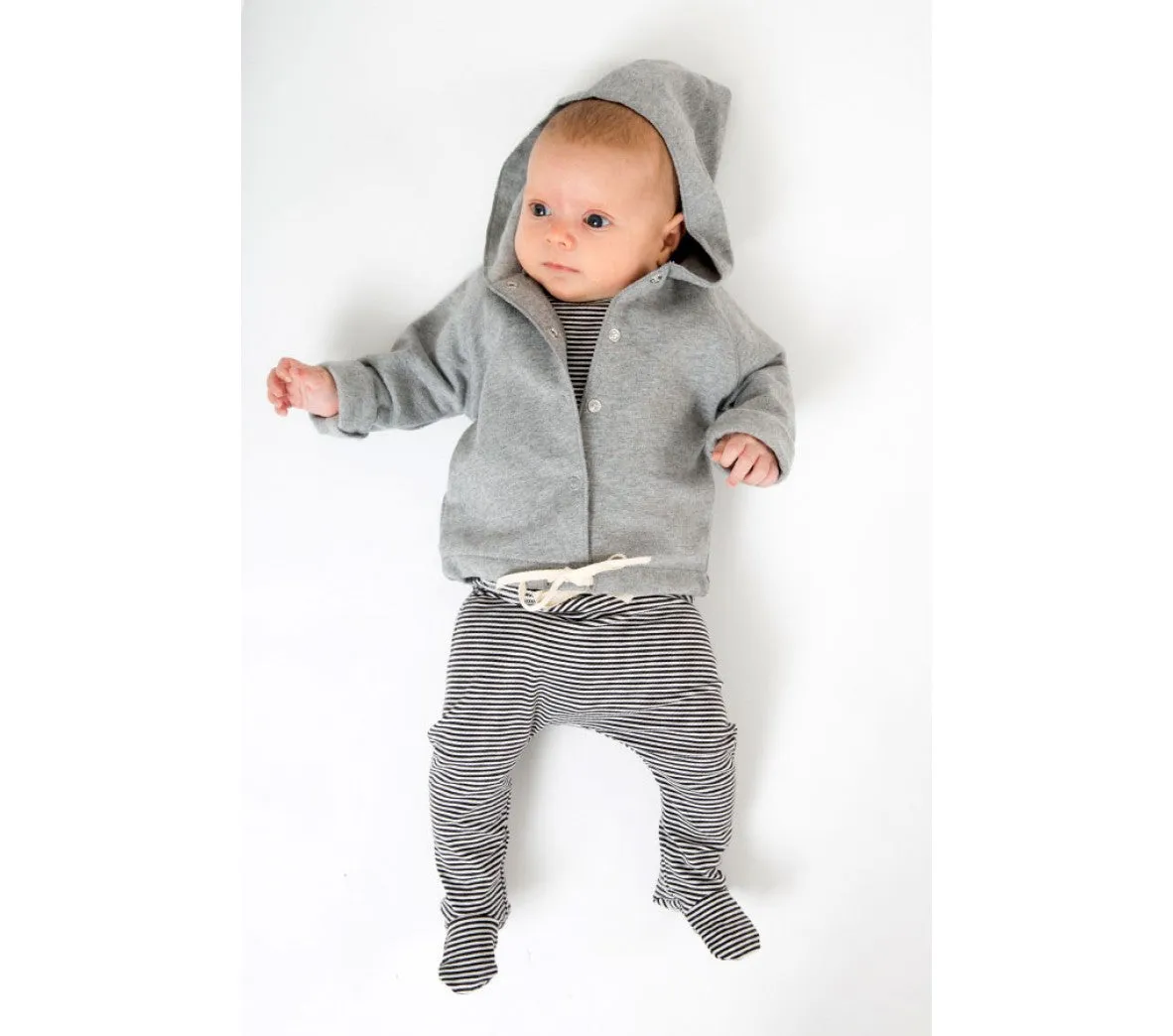 Footies Baby Nearly Black White Stripes