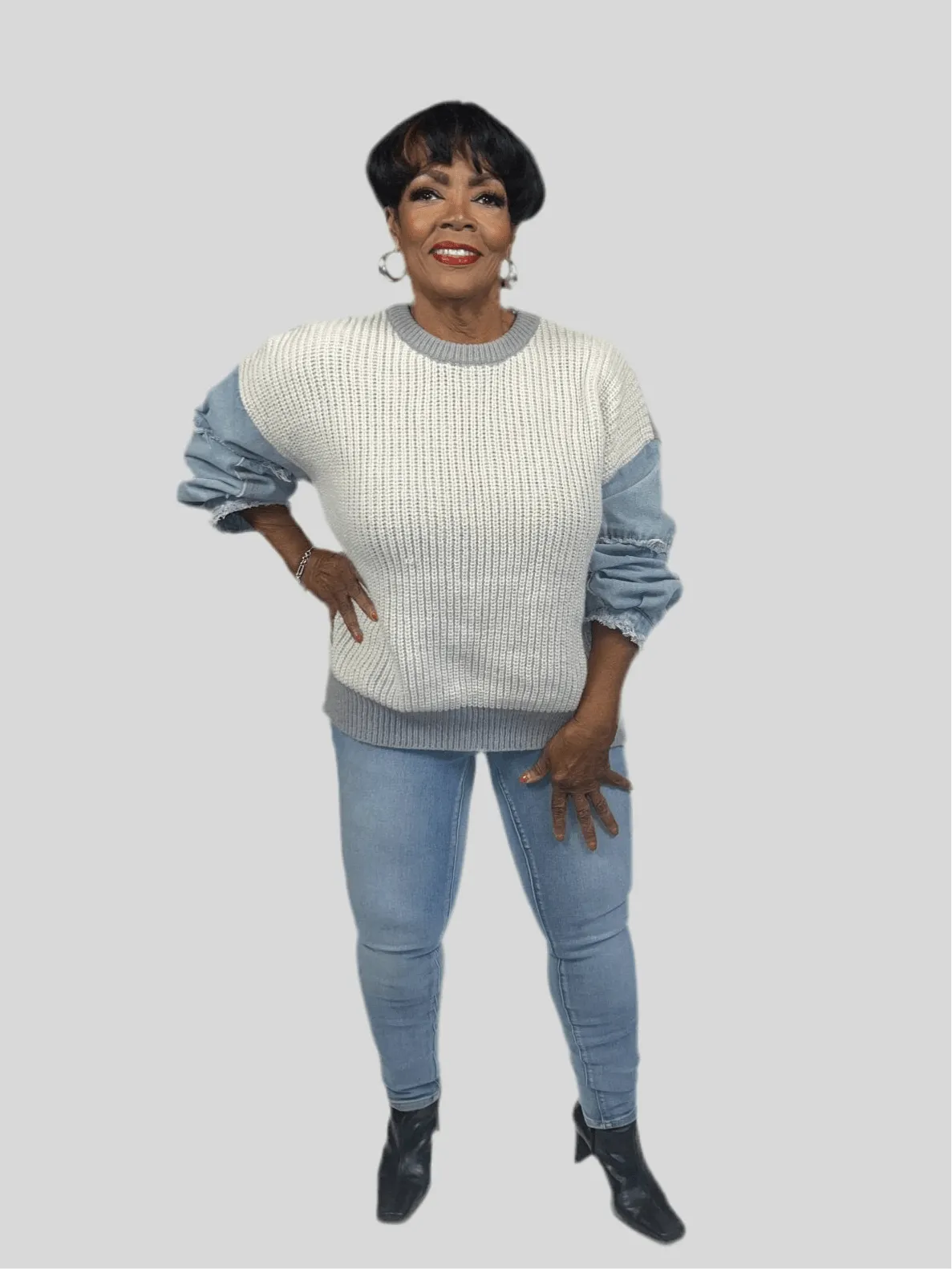 Freia Denim Sleeve Sweater