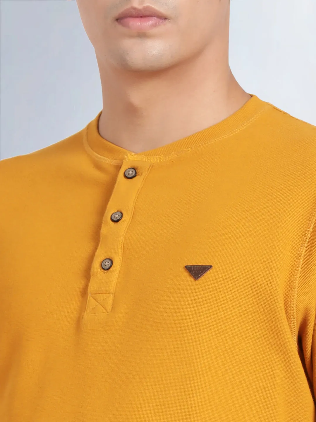 Full Sleeve Spruce Yellow Henley T-Shirt