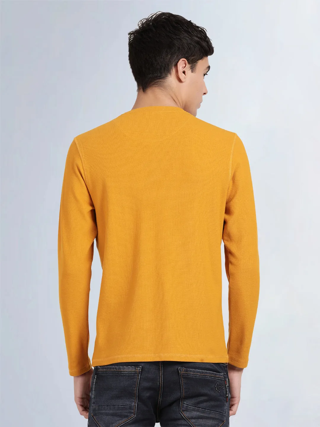 Full Sleeve Spruce Yellow Henley T-Shirt