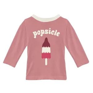 Girl's Print Bamboo Long Sleeve Tailored Fit Graphic Tee Shirt - Strawberry Popsicle