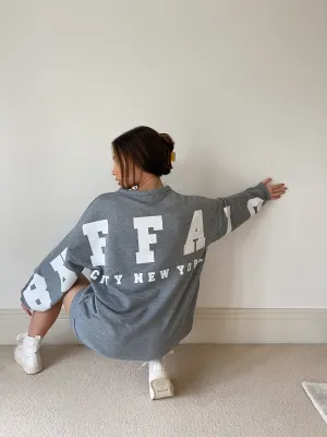 Grey Buffalo Slogan Oversized Sweatshirt Jumper Dress