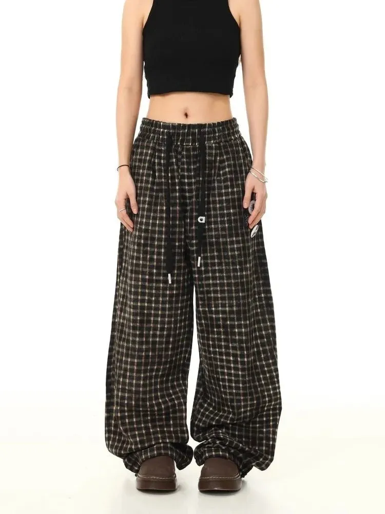 Grunge Checkered Wide-Leg Pants
