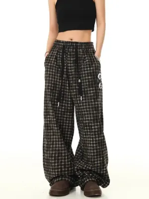 Grunge Checkered Wide-Leg Pants