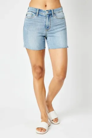 Judy Blue Mid Rise Cut Off Denim Shorts