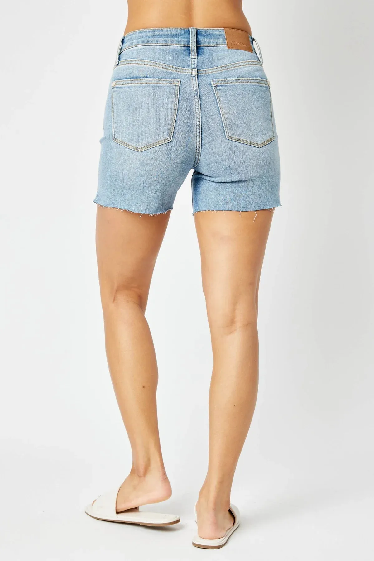 Judy Blue Mid Rise Cut Off Denim Shorts