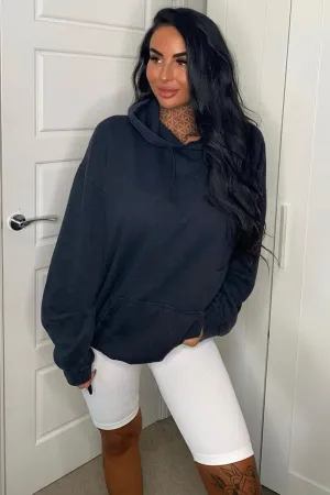 Kaily Black Acid Wash Oversized Hoodie