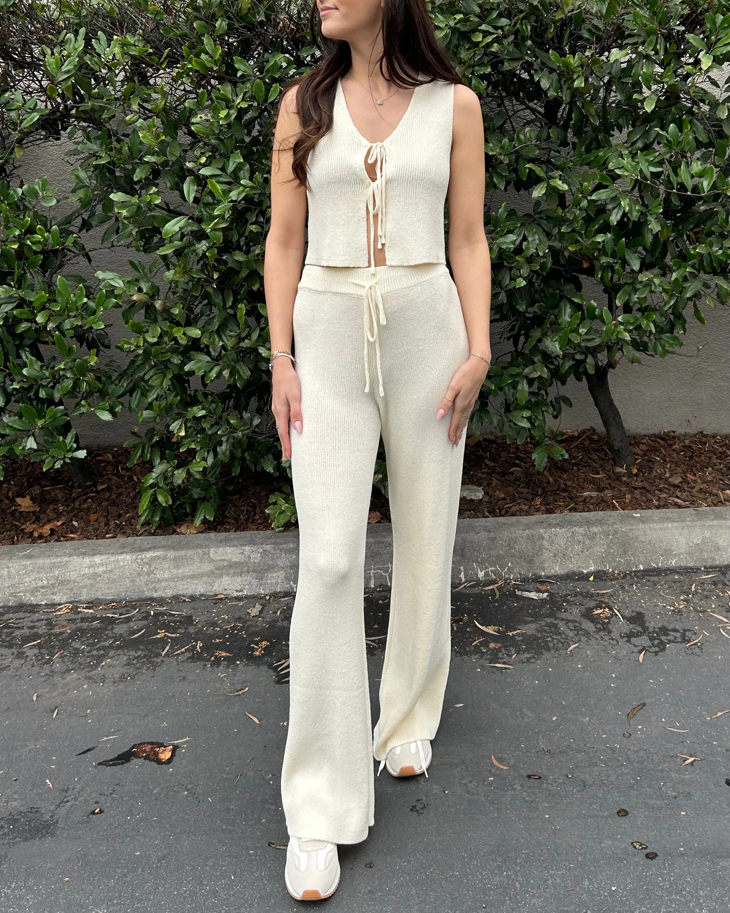 Knit Pants and Sleeveless Top Set - Natural