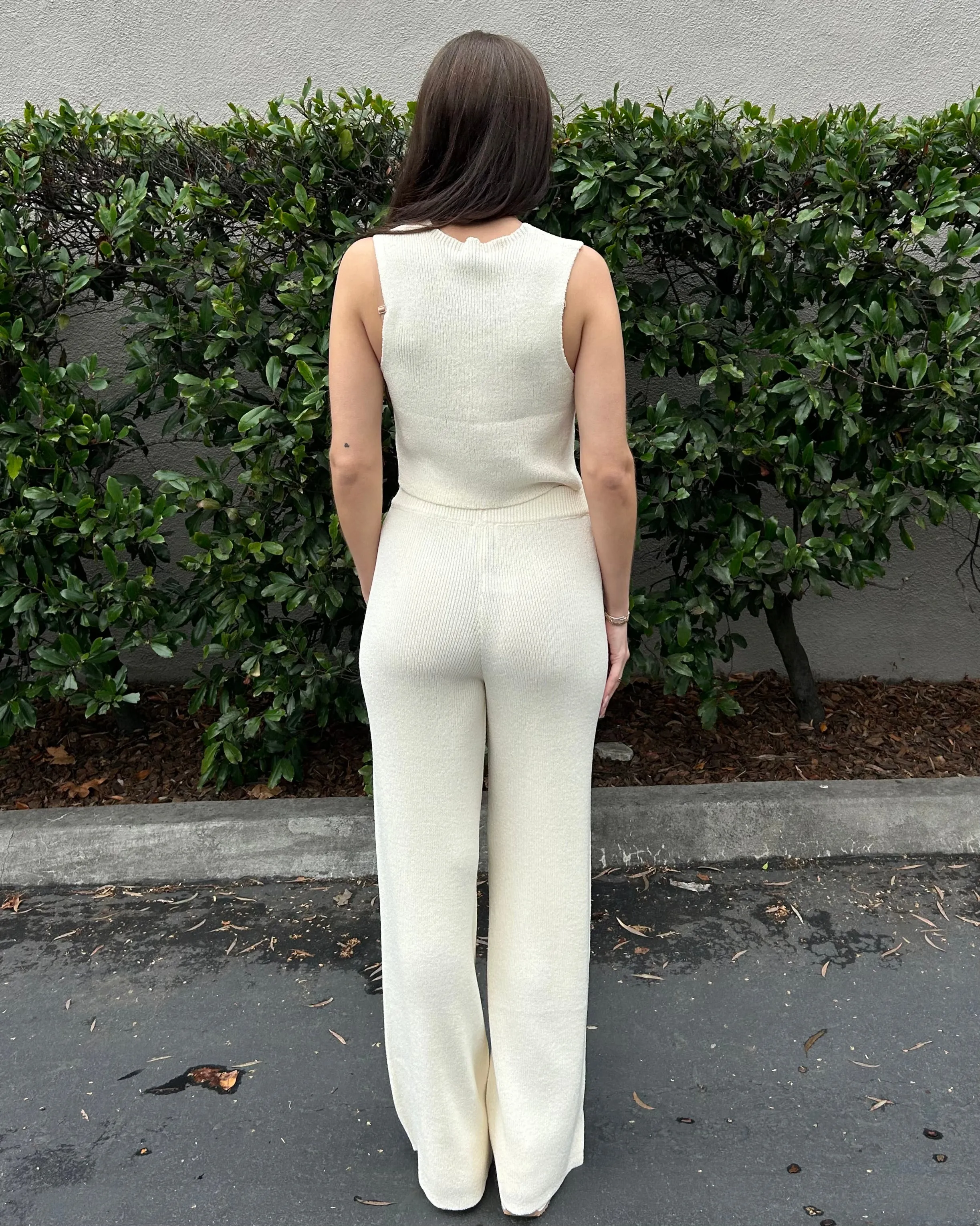Knit Pants and Sleeveless Top Set - Natural
