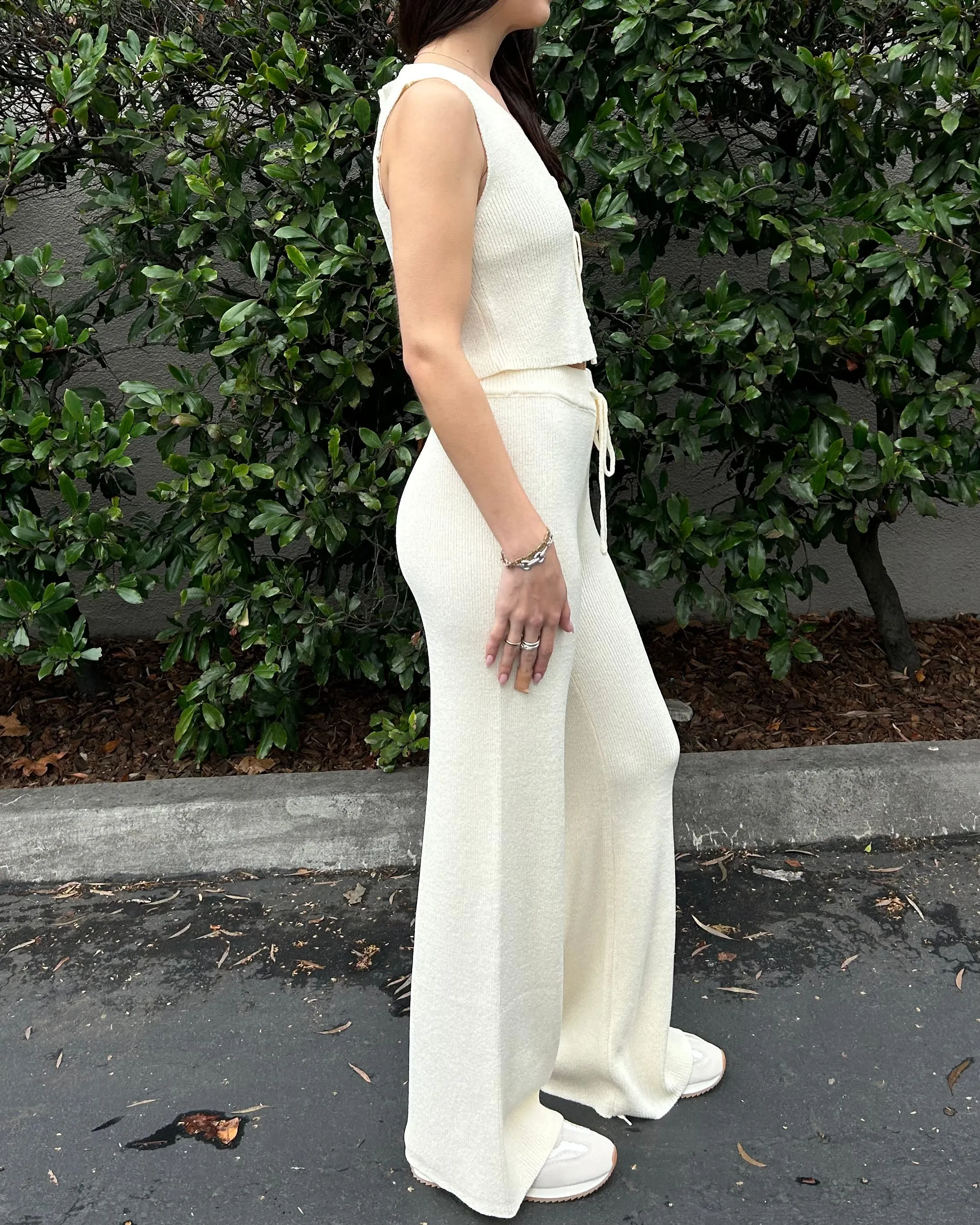 Knit Pants and Sleeveless Top Set - Natural