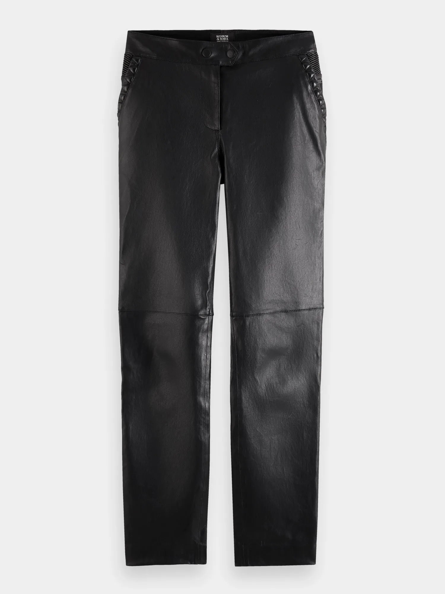 Leather mid-rise slim-fit biker pants