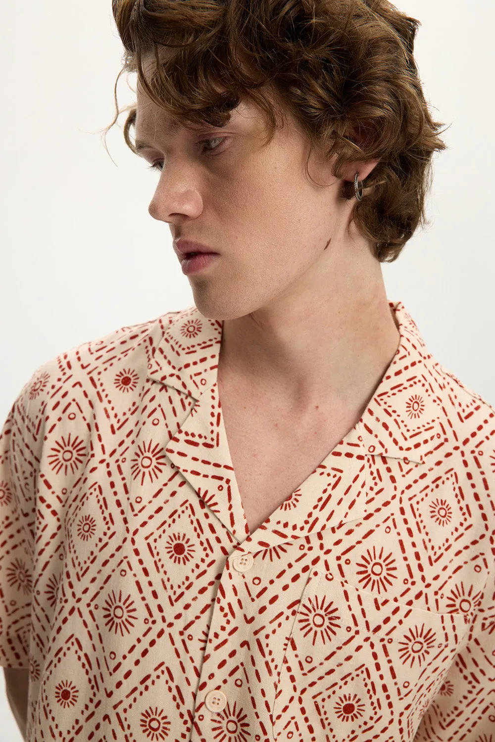 Linen Yatch Shirt - Geo Sun