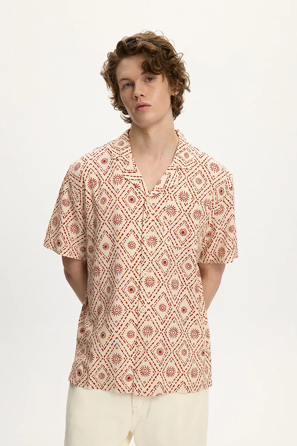 Linen Yatch Shirt - Geo Sun