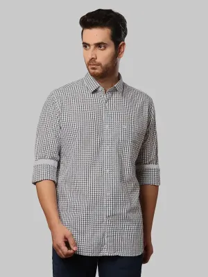 Men Black Slim Fit Checks Cotton Shirts