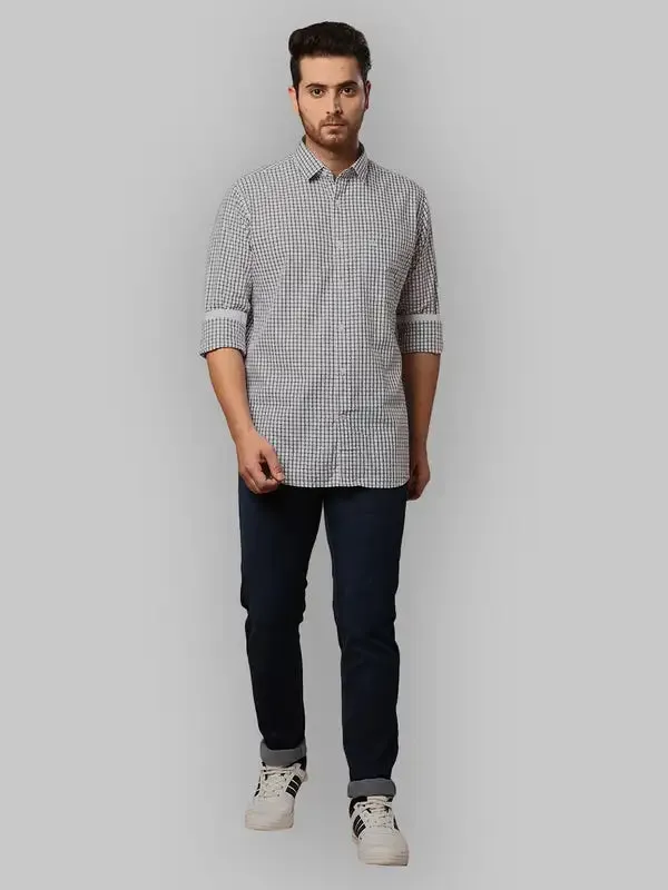 Men Black Slim Fit Checks Cotton Shirts