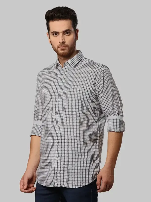 Men Black Slim Fit Checks Cotton Shirts