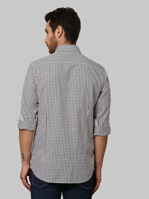 Men Black Slim Fit Checks Cotton Shirts