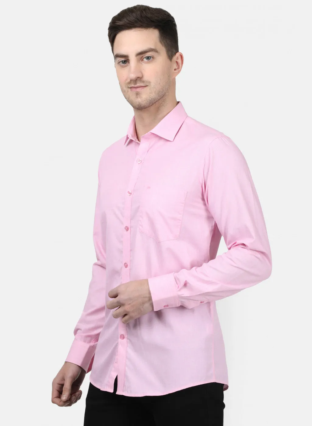 Mens Pink Solid Shirts