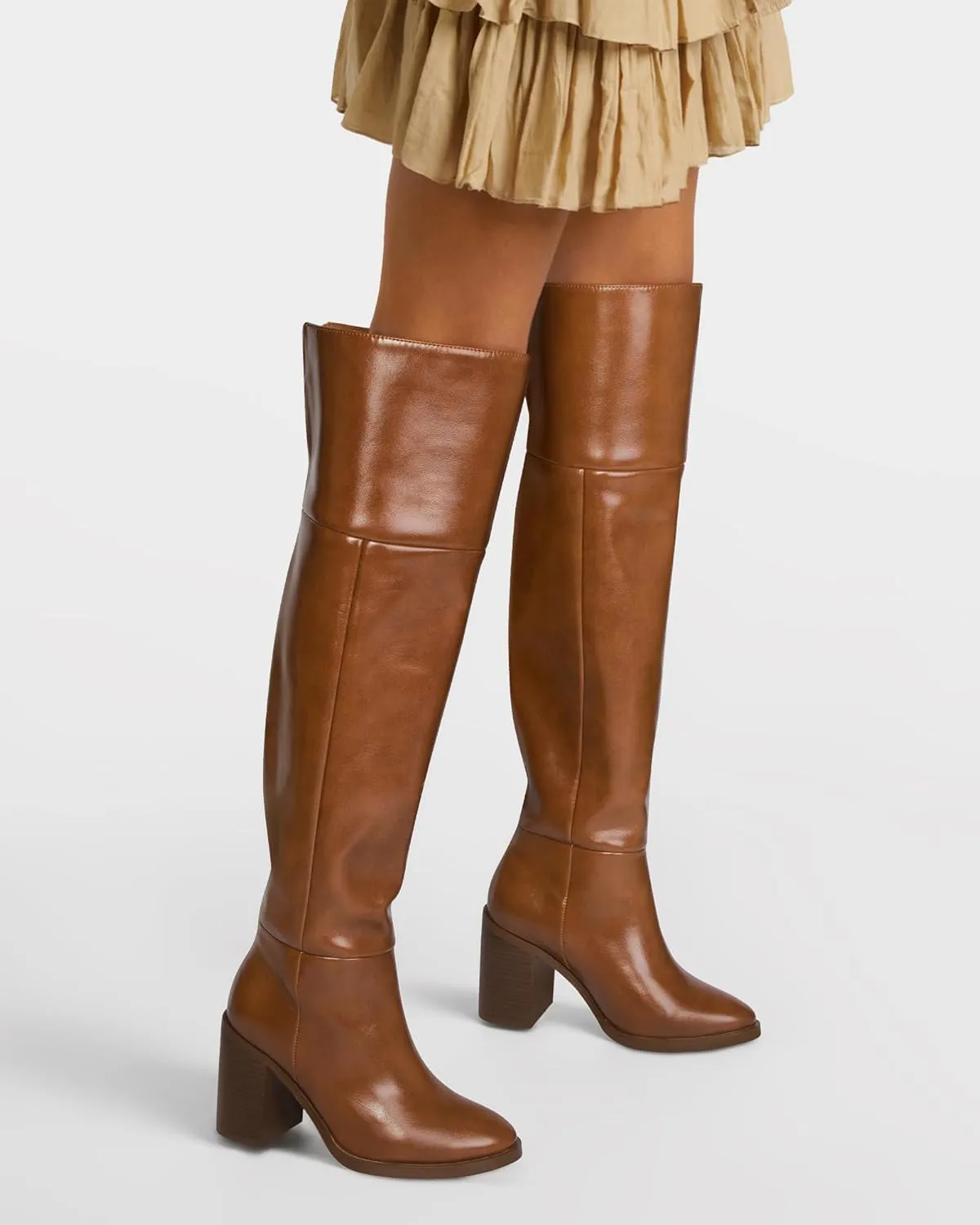 MUCCCUTE Thigh High Boots for Women Over The Knee Boots with Chunky Heels Pull On Wide Calf Boots for Women, Stylish and Comfy